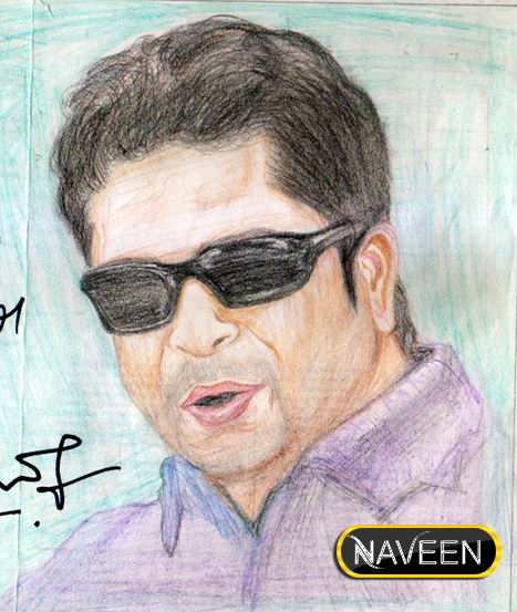 Sachin Tendulkar Sketch Using Pencil Colors - DesiPainters.com
