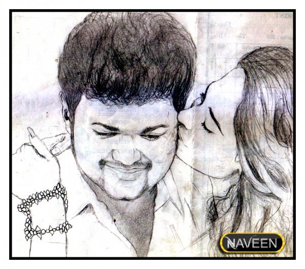 Pencil Sketch of Actor Vijay - DesiPainters.com