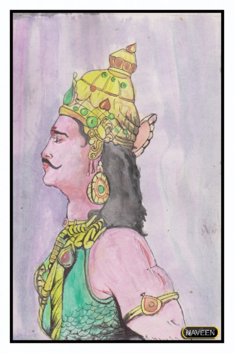 Watercolor Painting of Raja - DesiPainters.com