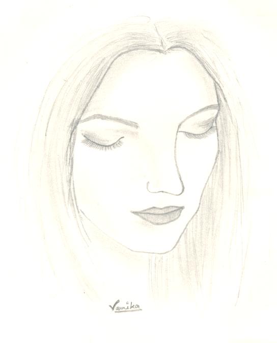 Girl Face Sketch - DesiPainters.com