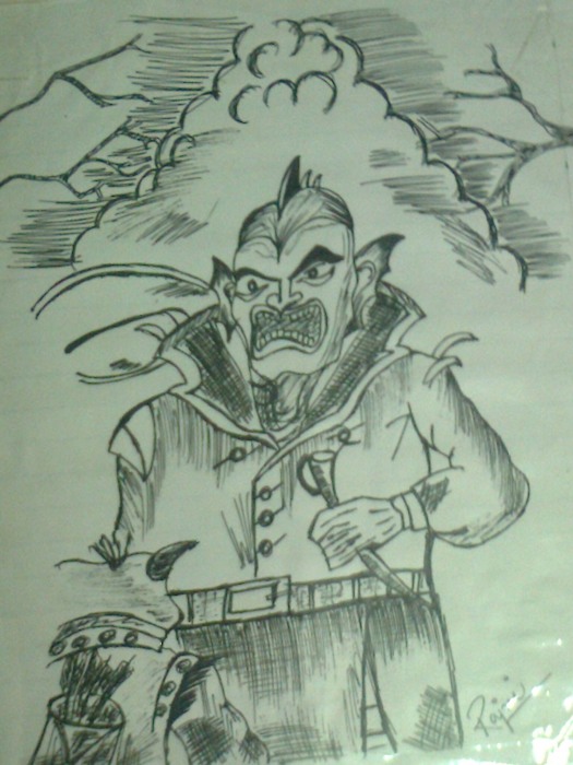 Pencil Sketch of Devil - DesiPainters.com