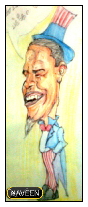 Pencil Color Sketch of Obama - DesiPainters.com