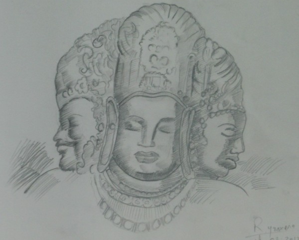 Pencil Sketch of Shiva - DesiPainters.com