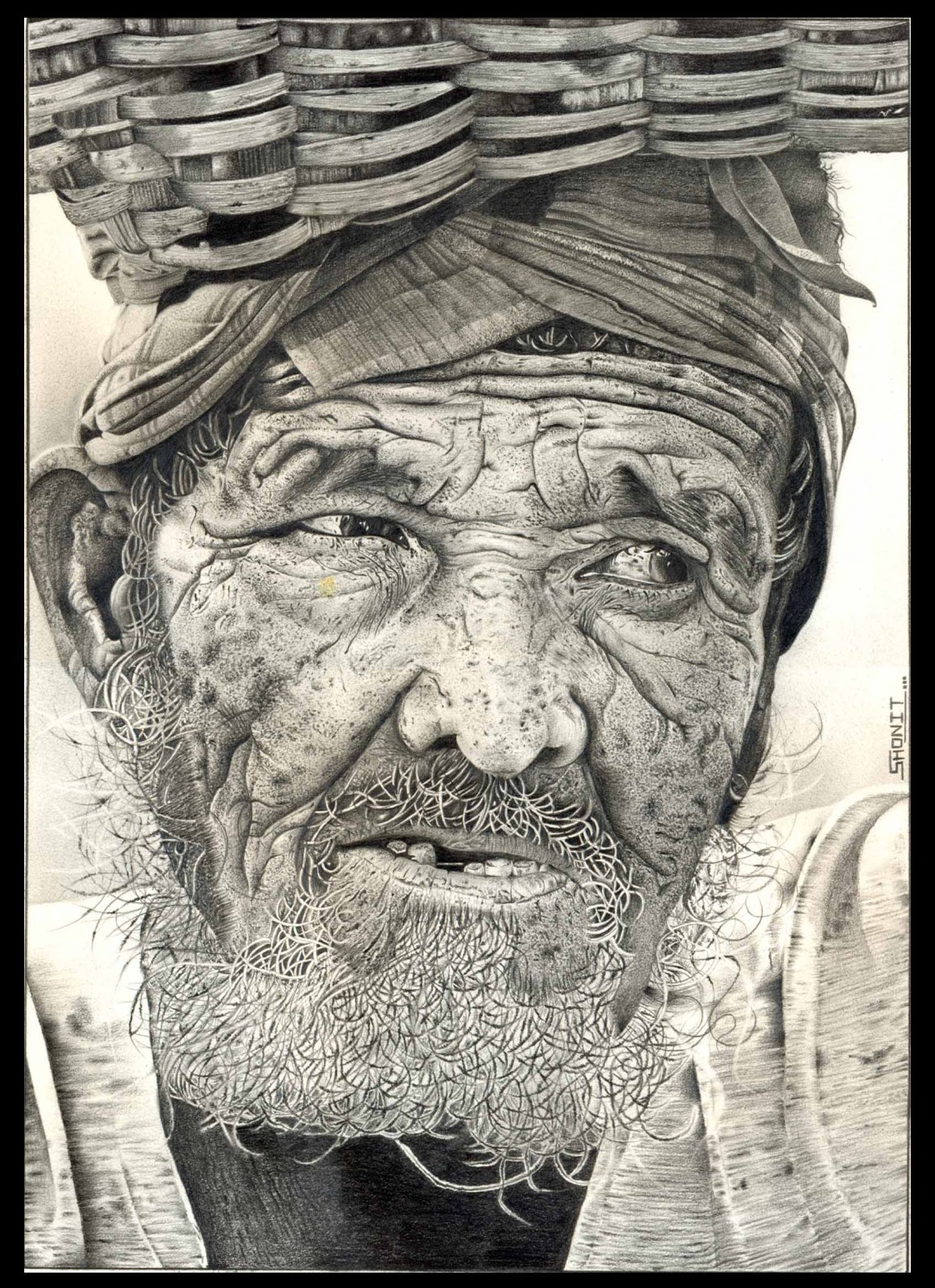 Pencil Sketch of Old Man.