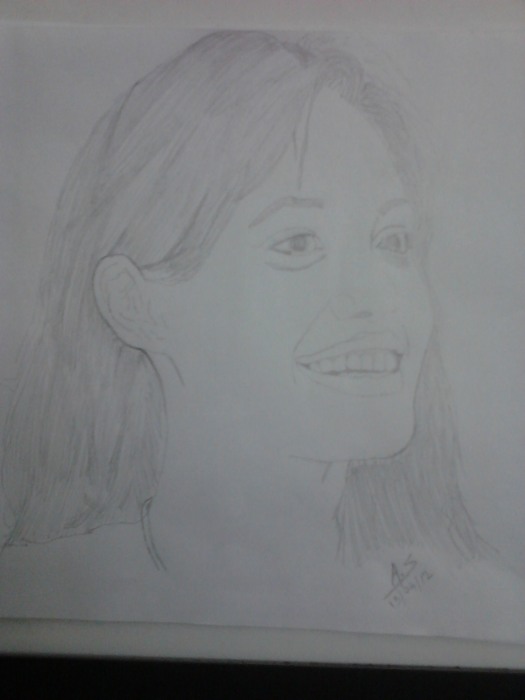 Pencil Sketch of Angelina Jolie - DesiPainters.com