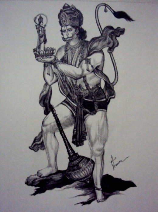 Jai Bajrang Bali, Jai Hanuman Ji Sketch - DesiPainters.com