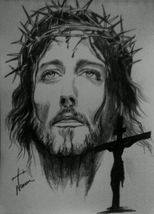 Lord Jesus Pencil Sketch - DesiPainters.com