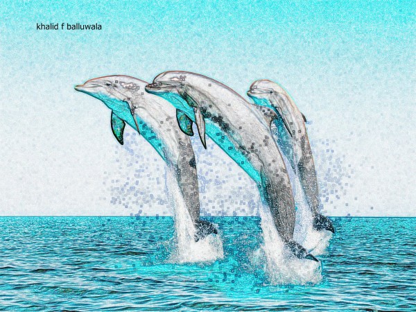 Digital Painting of Dolphins - DesiPainters.com
