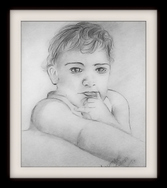 Cute Baby Sketch - DesiPainters.com