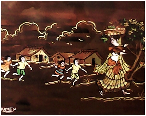 Village Scene Painting