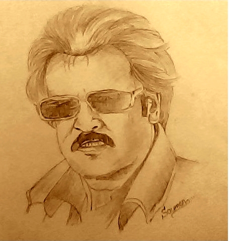 Rajinikanth Pencil Sketch - DesiPainters.com