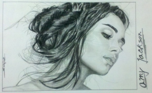 Pencil Sketch of Amy Jackson