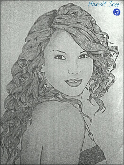 Pencil Sketch of Taylor Swift - DesiPainters.com
