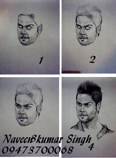 Steps of My Sketch VIRAT KOHLI - DesiPainters.com