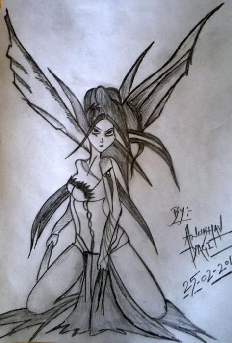 Lady Fighter Pencil Sketch - DesiPainters.com