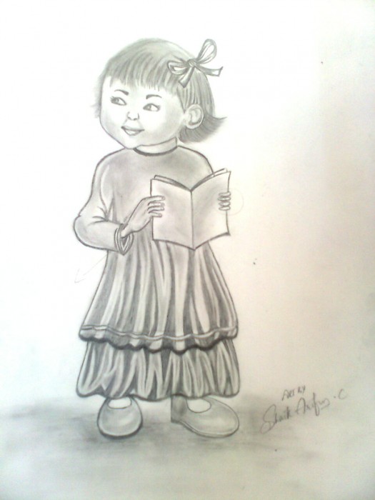 Innocent Baby Pencil Sketch - DesiPainters.com
