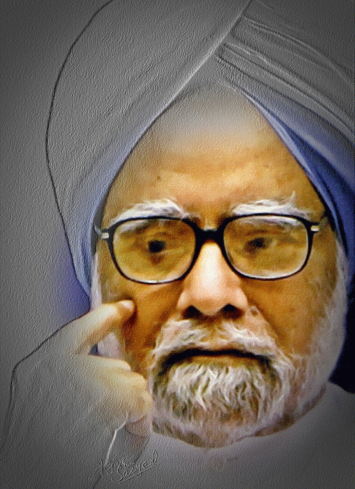Digital Painting Of Manmohan Singh 