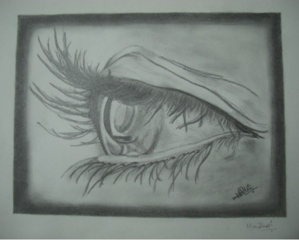 Beautiful Eye Pencil Sketch - DesiPainters.com