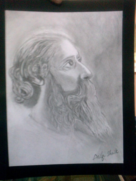 Rabindranath Tagore Sketch By Shaik Arifa - DesiPainters.com