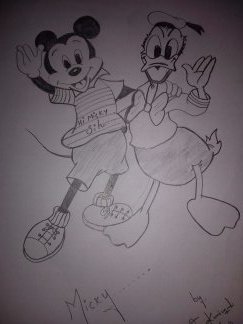 Mickey And Donald Pencil Sketch - DesiPainters.com