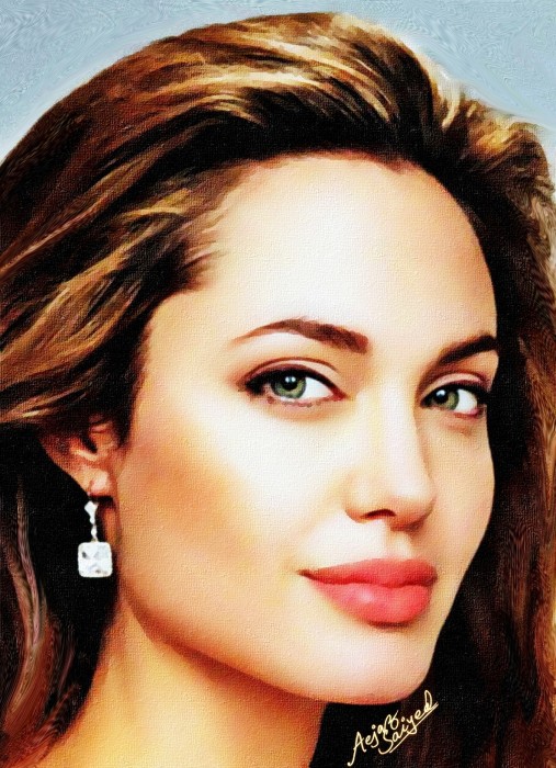 Digital Painting Of Angelina Jolie - DesiPainters.com