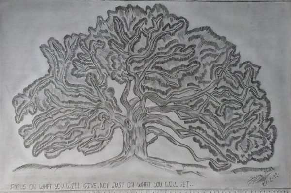 Pencil Sketch of Tree - DesiPainters.com