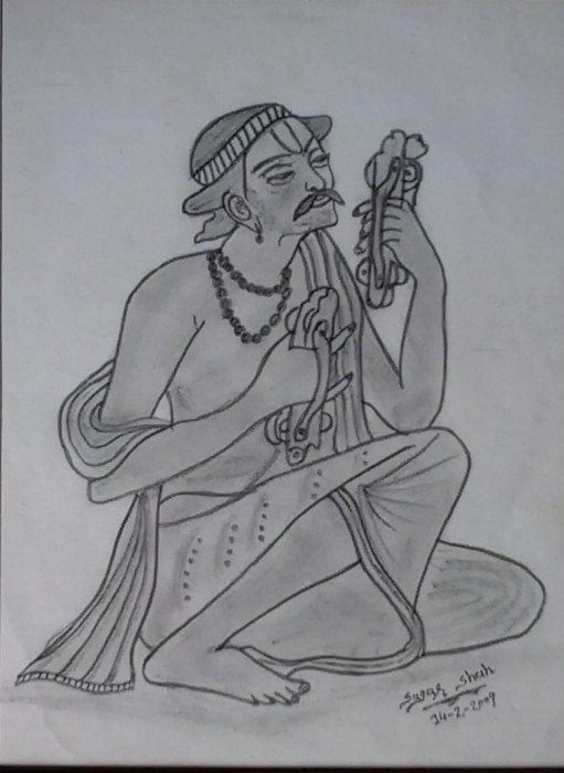 Pencil Sketch of Narsinh Mehta - DesiPainters.com