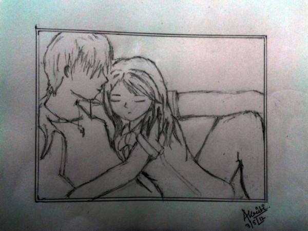 Pencil Sketch Of A Lover Couple - DesiPainters.com