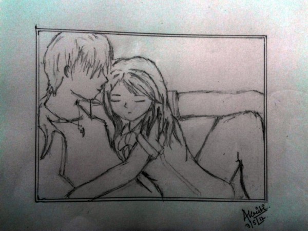 Pencil Sketch Of A Lover Couple