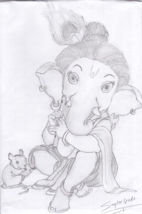 Awesome Pencil Sketch Of Shri Ganesh
