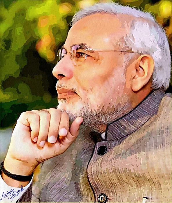 Narendra Modi Painting By Aejaz Saiyed