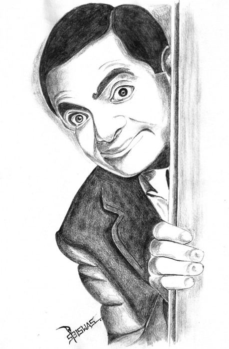 Pencil Sketch of Mr. Bean - DesiPainters.com