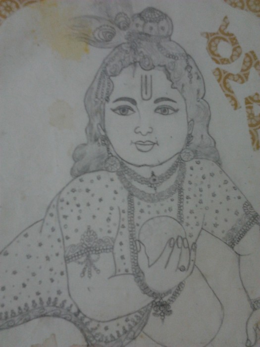 Pencil Sketch Of Shri Krishan - DesiPainters.com