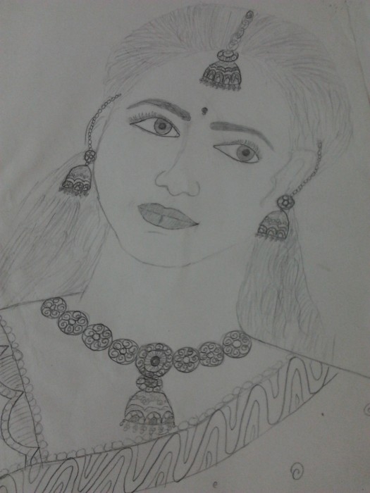 Pencil Sketch Of Indian Lady