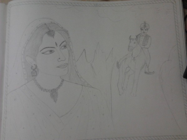 Indian Pencil Sketch By Radhi - DesiPainters.com