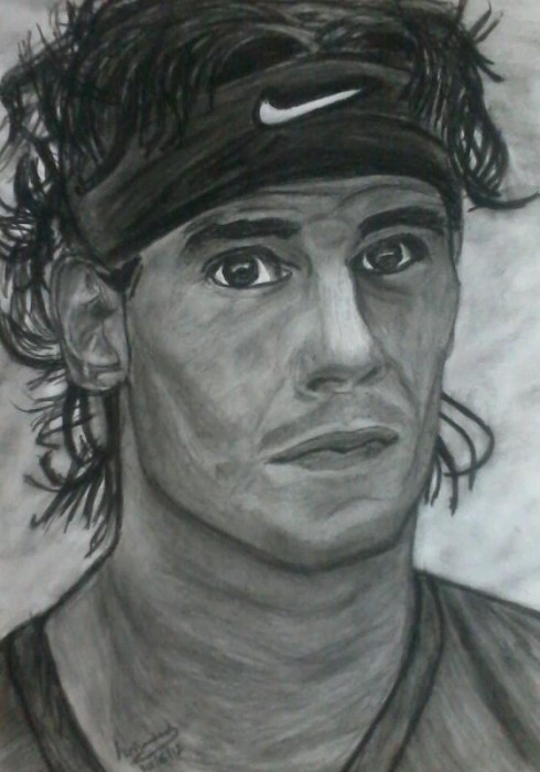 Pencil Sketch Of Tennis Player Nadal Parera - DesiPainters.com
