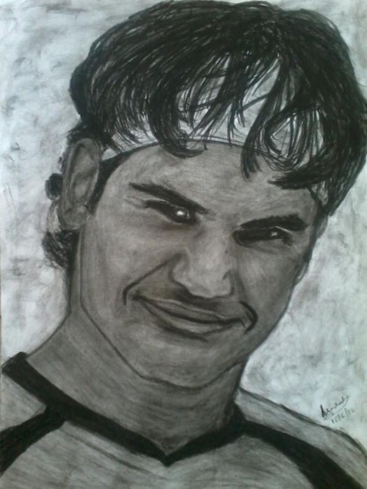 Pencil Sketch Of A Tennis Player Roger Federer - DesiPainters.com