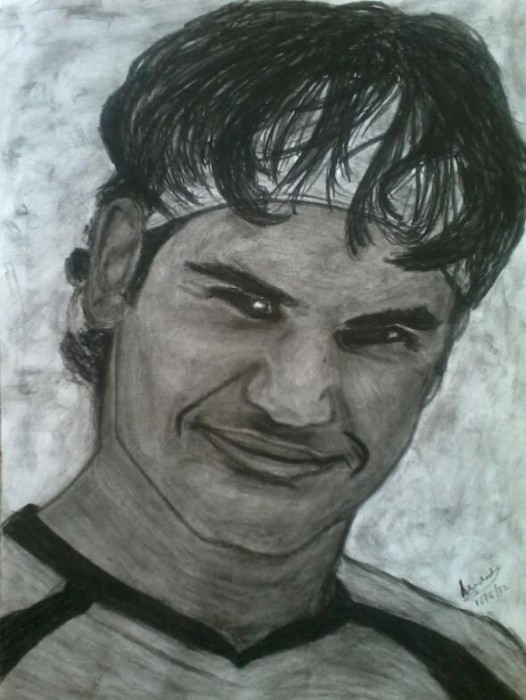 Pencil Sketch Of A Tennis Player Roger Federer - DesiPainters.com
