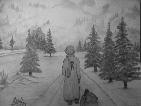 Pencil Sketch Of Winter Season - DesiPainters.com