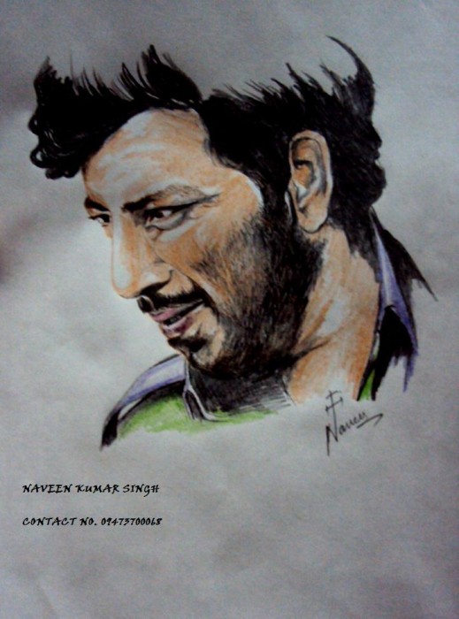 Pencil Color Sketch Of Gabbar Singh