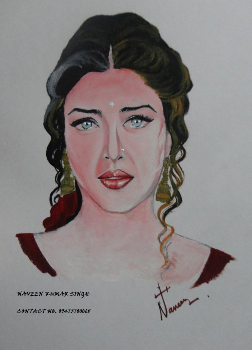 Oil Painting Of Actress Aishwarya Rai - DesiPainters.com