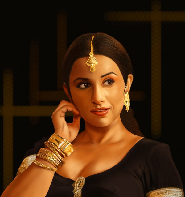 Digital Painting Of Actress Vidhya Balan - DesiPainters.com