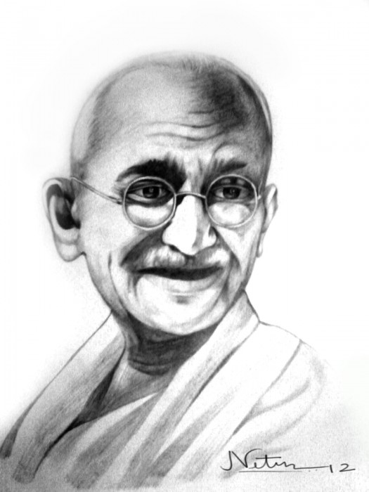 Awesome Pencil Sketch of Mahatma Gandhi - DesiPainters.com