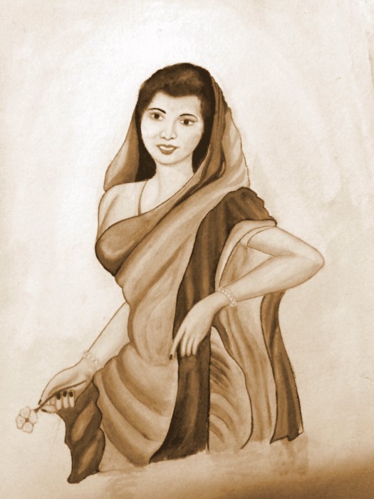 Lovely Acrylic Painting Of A Lady - DesiPainters.com