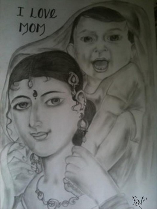 I Love My Mom Sketch - DesiPainters.com