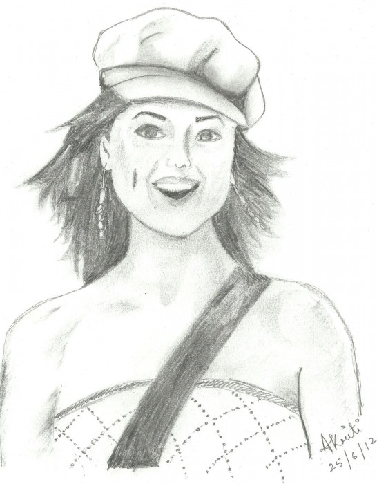 Charcoal Sketch Of Preity Zinta - DesiPainters.com