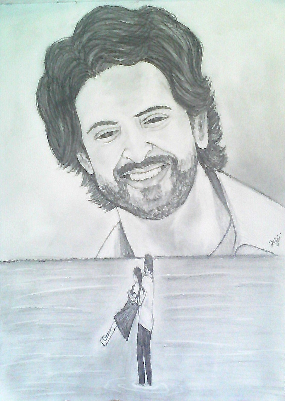 Charcoal Pencil Sketch Of Actor Hrithik Roshan