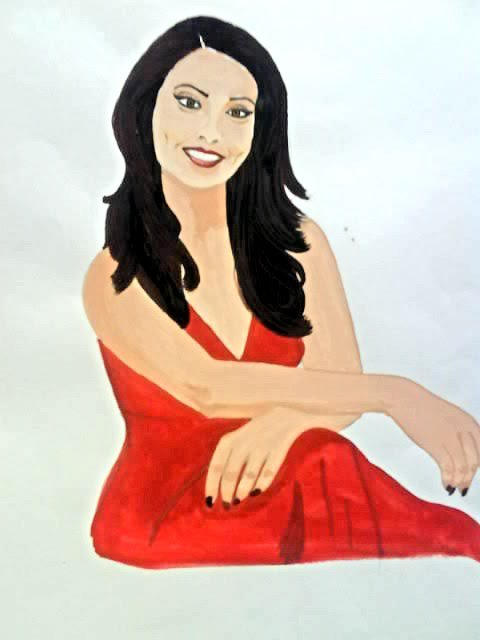 Watercolor Painting Of Bipasha Basu