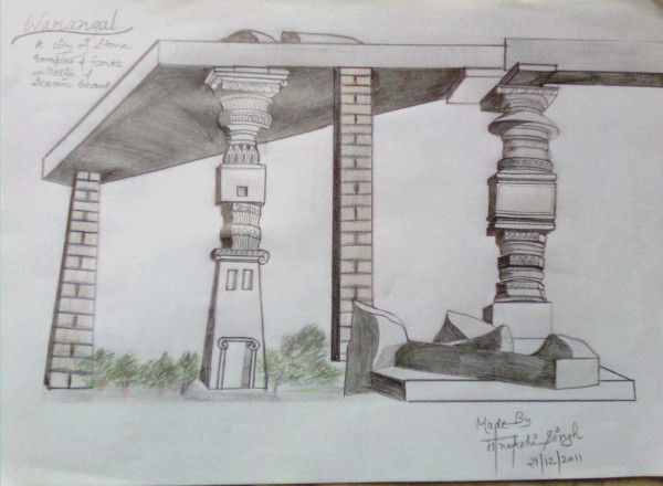 Pencil Colors Sketch Of Warangal