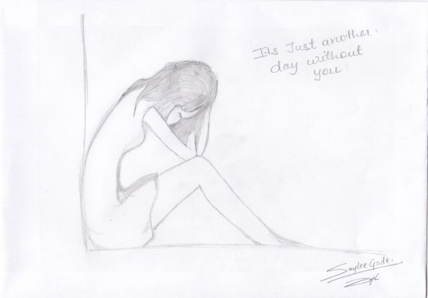 Sketch Of A Sad Girl